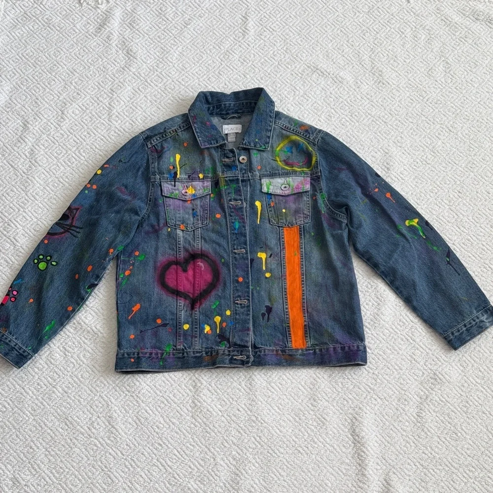 The Children's Place Custom Colorful Denim Jacket Sz 16